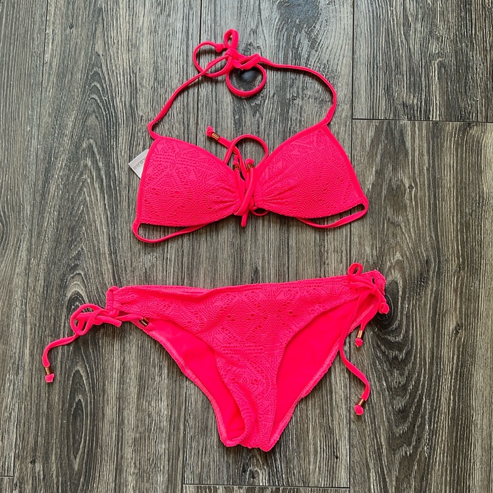 H&M Hot Pink Two Pieces Bikinis Set